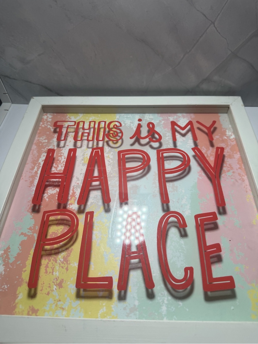 This is my happy place kids multicolor wall hanging frame white trim